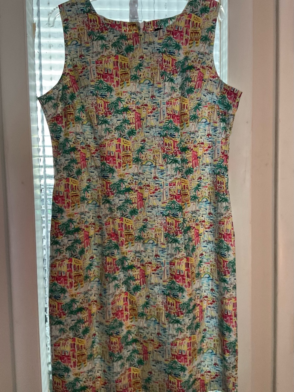 Chadwick’s Sleeveless Tropical Print Shift Dress in Multi-Color